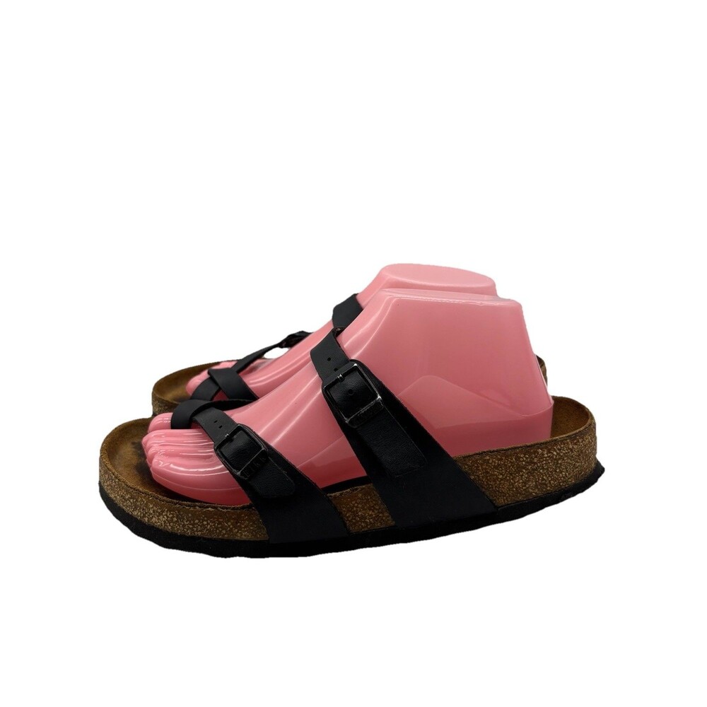 Birkenstock Mayari Sandals Women’s Sz 8/8.5 EU 39 Slide Black Leather Toe-Loop